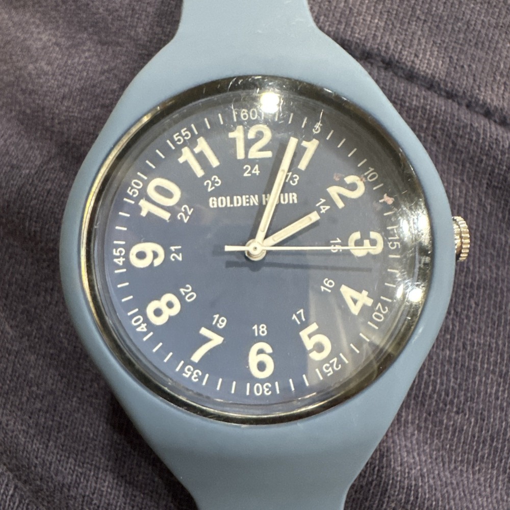 Golden Hour GH-1318 Watch Unisex OS Blue Excellent Silicone Analog Military Time